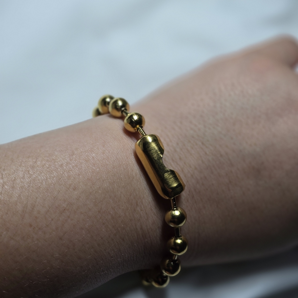 Stainless Steel Gold Colored  Beaded Bracelet